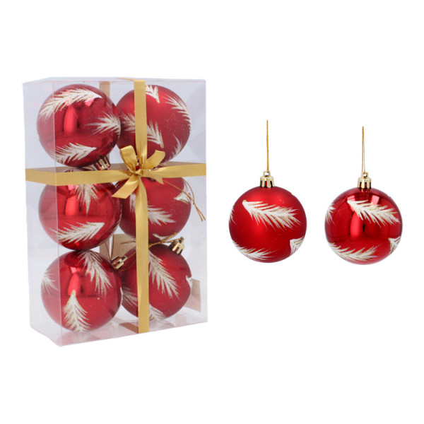 Aga Christmas Flasks 7cm 6szt. Czerwone - Jodła