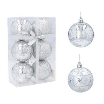 Aga Christmas Flasks 7cm 6szt Srebrne - Płatki Śniegu