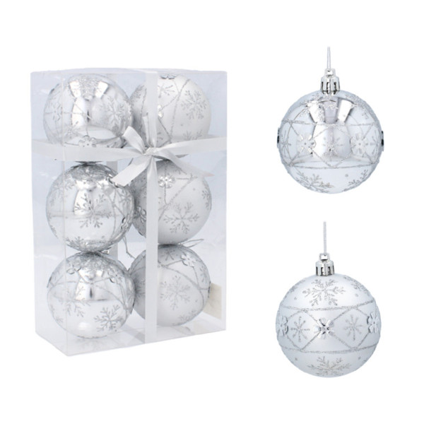 Aga Christmas Flasks 7cm 6szt Srebrne - Płatki Śniegu