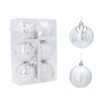 Aga Christmas Flasks 7cm 6szt Srebrne - Perły