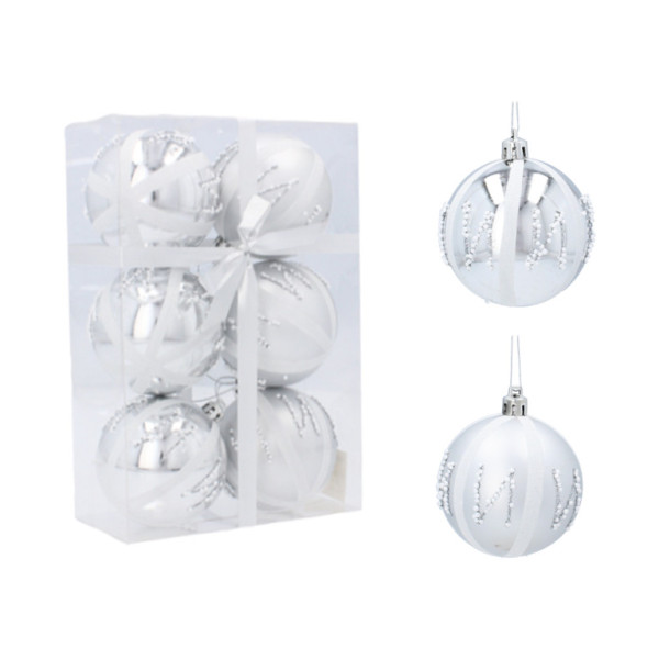 Aga Christmas Flasks 7cm 6szt Srebrne - Perły
