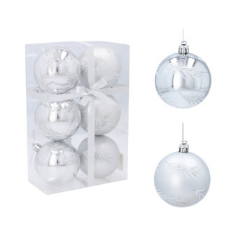 Aga Christmas Flasks 7cm 6szt Srebrne - Jodła