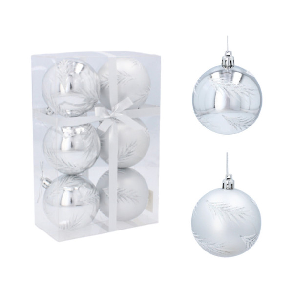 Aga Christmas Flasks 7cm 6szt Srebrne - Jodła