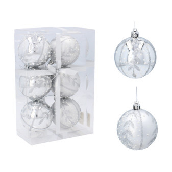 Aga Christmas Flasks 7cm 6szt Srebrne - Liście