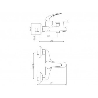 bateria wannowa, 150mm, baran. 9cm, 35mm, chrom