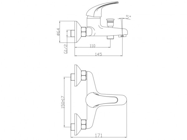 bateria wannowa, 150mm, baran. 9cm, 35mm, chrom