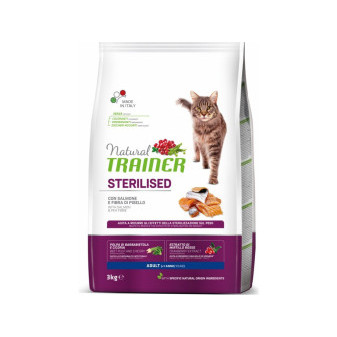 TRAINER Natural Cat Łosoś STERYLIZOWANY 3kg
