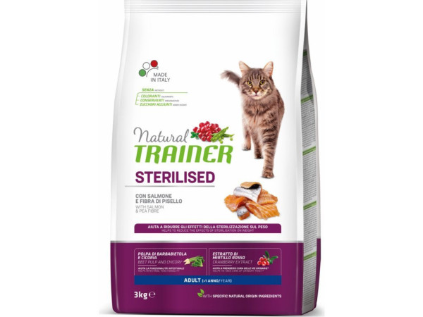 TRAINER Natural Cat Łosoś STERYLIZOWANY 3kg