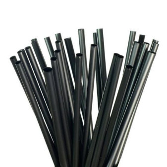 Słomki plastikowe - słomki 250 x 8mm, czarne, 100 szt
