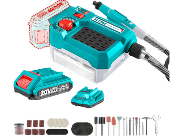 Bezprzewodowa szlifierka prosta, 20 V Li-ion, 2000 mAh, z akumulatorem i ładowarką