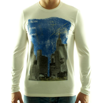 CALVIN KLEIN T-shirt cmp84q Kremowy
