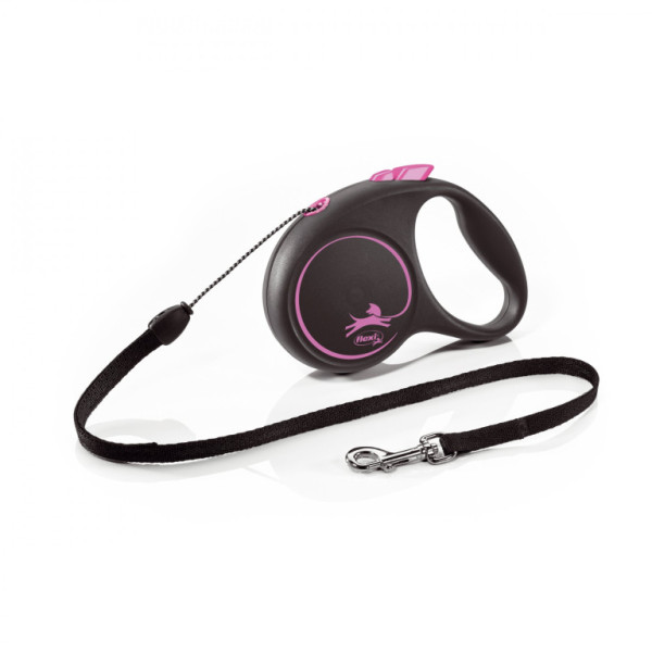 Kabel flexi Black Design S 5m/12 kg różowy