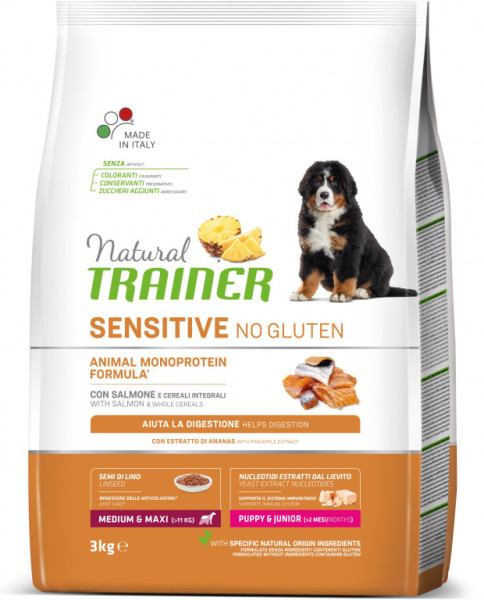Trainer Natural Sensitive Bez glutenu Adult Medium/Maxi łosoś 3kg
