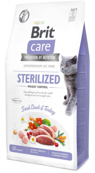 Brit Care Cat, sterylizowana, bezzbożowa karma kontrolująca wagę 7kg