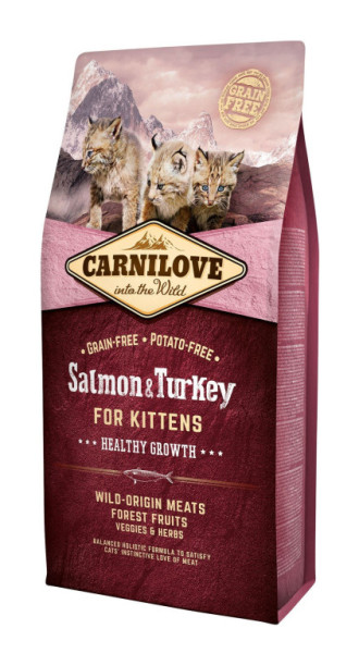 Carnilove Cat Bezzbożowa karma dla kociąt z łososiem i indykiem Zdrowy wzrost 6kg