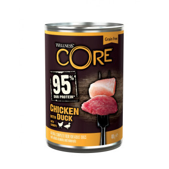 Konserwa Wellness Core Dog 95% Protein Adult Kurczak, Kaczka i Marchewka 400g