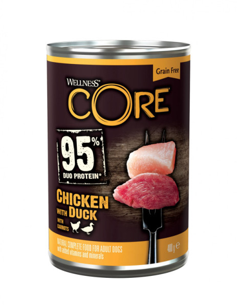 Konserwa Wellness Core Dog 95% Protein Adult Kurczak, Kaczka i Marchewka 400g