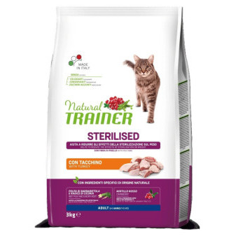 TRAINER Natural Cat Sterylizowane Mięso z Indyka 3kg