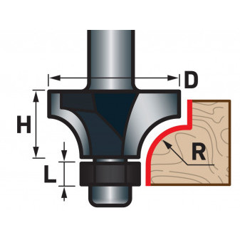frez do zaokrąglania (wklęsły) do drewna, R12.7 x D38,1 x H19