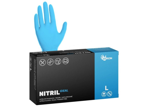 Rękawiczki nitrylowe Nitrile Ideal, bezpudrowe, niebieskie, rozm. L, 3,5g, 100 szt. 100078