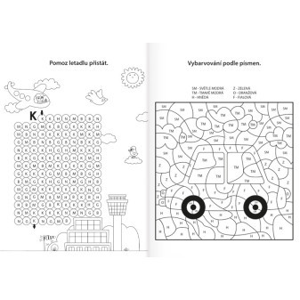 Kolorowanka A4 - Ćwiczenie alfabetu - W świecie transportu