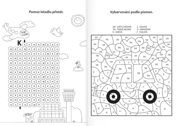 Kolorowanka A4 - Ćwiczenie alfabetu - W świecie transportu