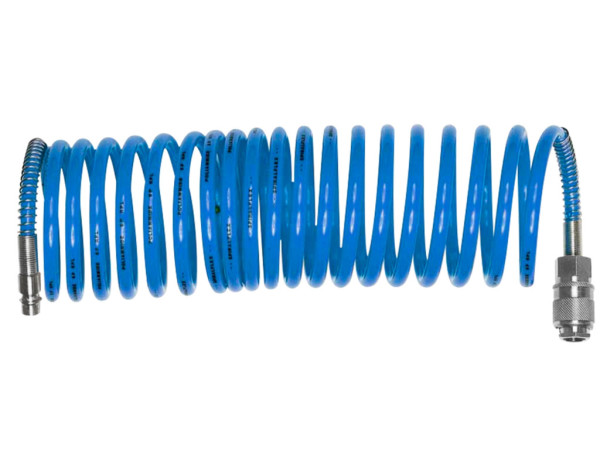 wąż powietrzny spiralny z szybkozłączami, 1/4', wewn. fi 6mm, dł. 10m