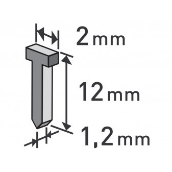 gwoździe, opak. 1000 szt, 12mm, 2,0x0,52x1,2mm