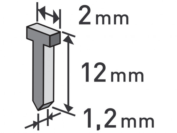 gwoździe, opak. 1000 szt, 12mm, 2,0x0,52x1,2mm