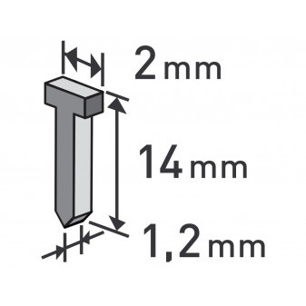 gwoździe, opak. 1000 szt, 14mm, 2,0x0,52x1,2mm