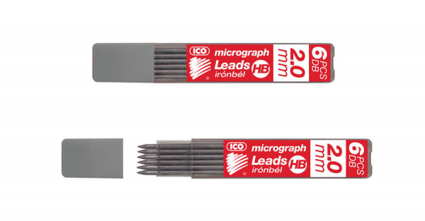 Grafity do ołówków mechanicznych P20, ICO HB, 2mm, etui 6szt A9064821