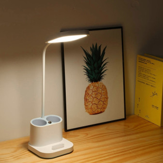 Lampa stołowa LED Platinet 5W, zintegrowana bateria 2400mAh, port USB, biała
