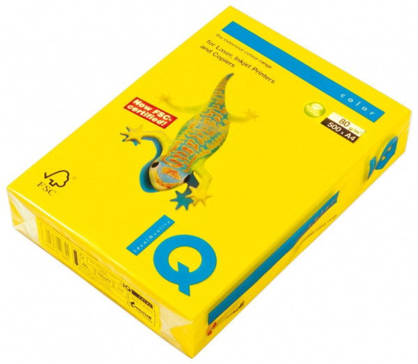Papier kolorowy IQ IG50 - A4 80g intensywny żółty 500 arkuszy - wyprzedaż