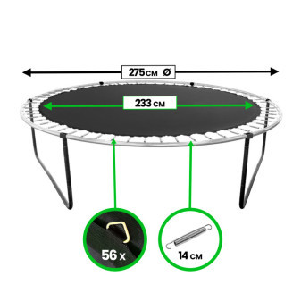 Trampolina Aga Rebounder 275 cm (56 oczek)