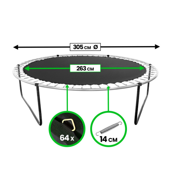 Trampolina Aga Rebounder 305 cm (64 oczka)