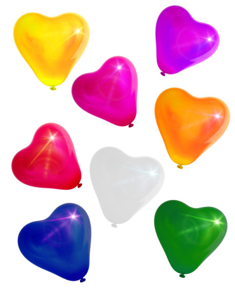 Aga4Kids Balon lateksowy Serce z LED mix kolorów 25 cm 10szt