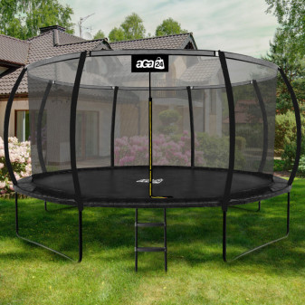 Trampolina Aga SPORT EXCLUSIVE 430 cm Czarna + siatka zabezpieczająca + drabinka