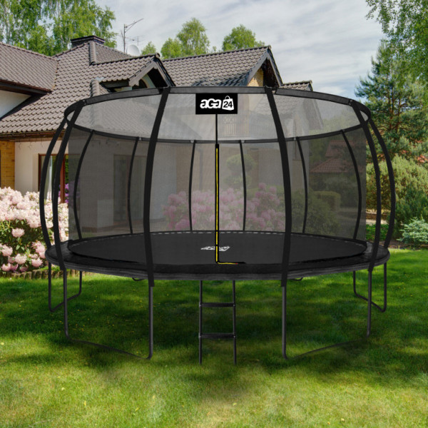 Trampolina Aga SPORT EXCLUSIVE 500 cm Czarna + siatka zabezpieczająca + drabinka