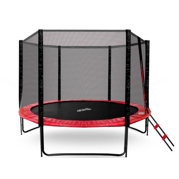 Trampolina Aga SPORT PRO 305 cm Czerwona + siatka zabezpieczająca + drabinka