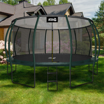 Trampolina Aga SPORT EXCLUSIVE 500 cm Ciemnozielona + siatka zabezpieczająca + drabinka