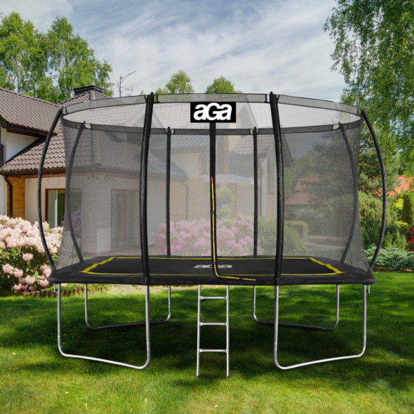 Trampolina prostokątna Aga 244x335 cm czarno/żółta