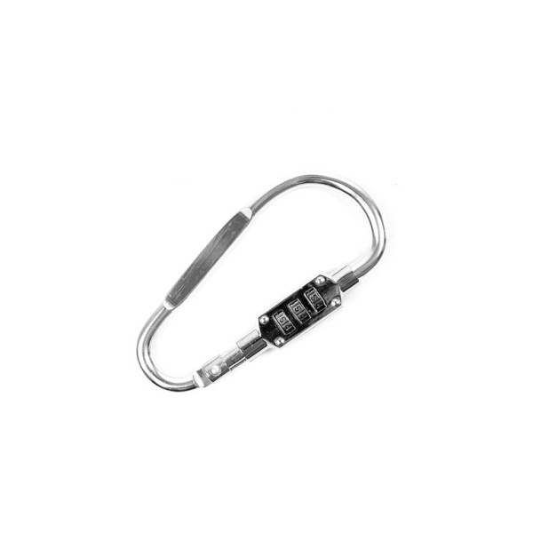 Karabinek Aga z zamkiem szyfrowym 9x4,8 cm srebrny