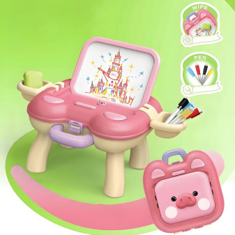 Aga4Kids Tablica dziecięca ze stolikiem Różowa