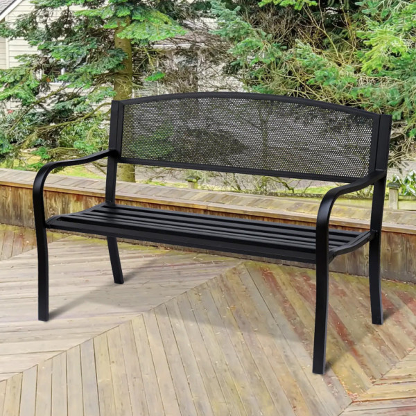 Ławka ogrodowa Aga Metal 127x60x87 cm Czarna