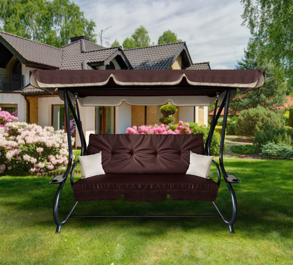 Aga Huśtawka ogrodowa 2w1 GRANDLUX XXL Ciemny brąz