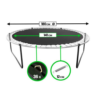 Trampolina Aga Rebounder 180 cm (36 oczek)