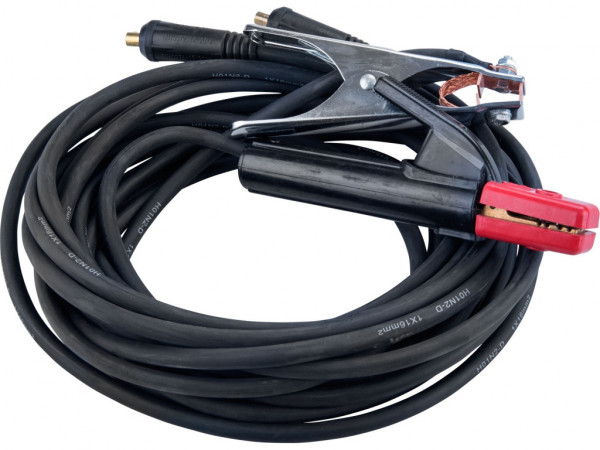 kable spawalnicze komplet 2, 16mm2, 5m, 10-25, szczypce 200A, guma