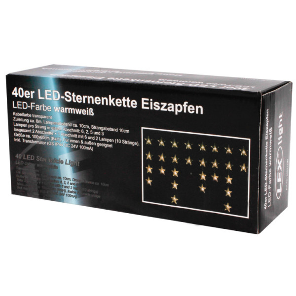 Linder Exclusiv kurtyna świetlna świąteczna Gwiazdy 40 LED Ciepła biel