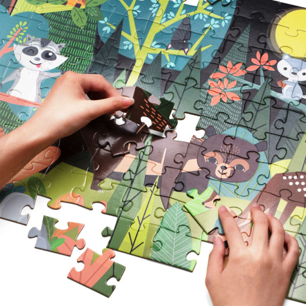 Aga4Kids Świecące puzzle dla dzieci Zwierzęta w lesie 100 elementów