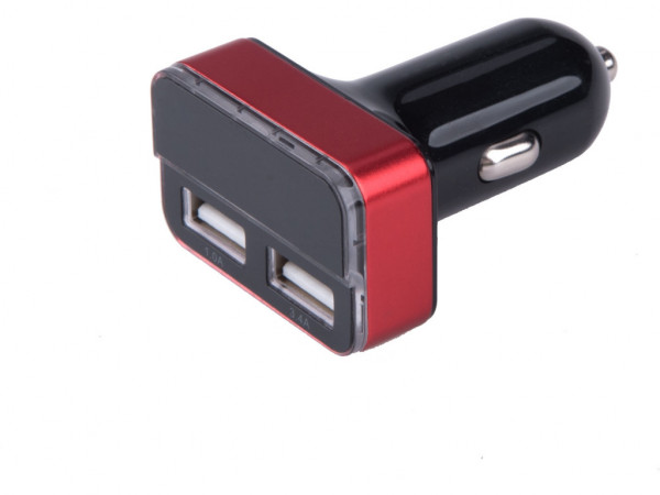 Ładowarka samochodowa USB, 12/24V, 2xUSB, miernik, 3,4A, 17W